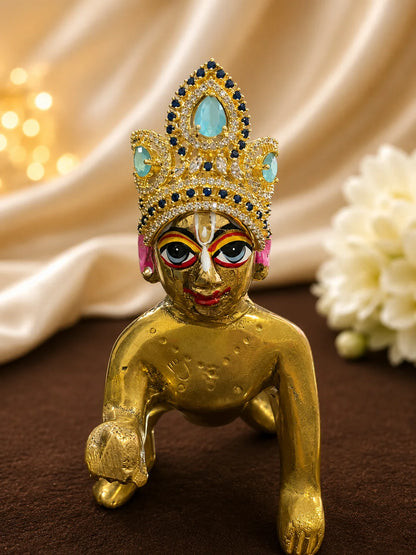 Manarani AD Mukut for Laddu Gopal with sparkling American diamond design