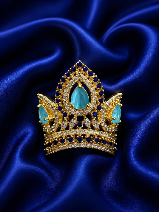Manarani AD Mukut for Laddu Gopal with sparkling American diamond design