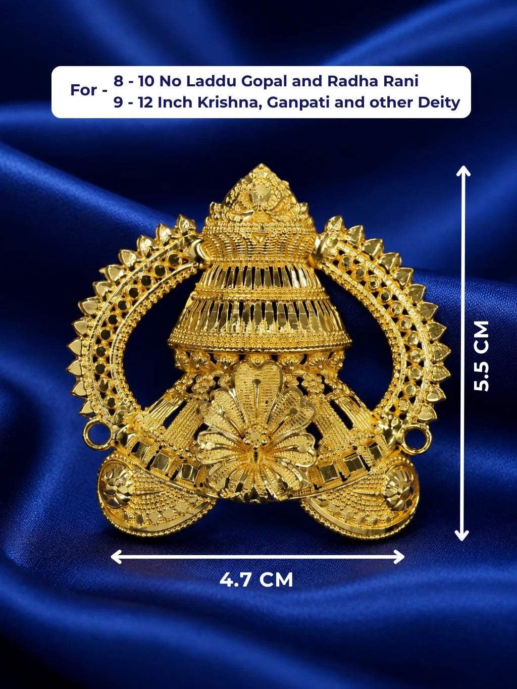 Mandal Gold Plated Mukut with circular design for deity shringar