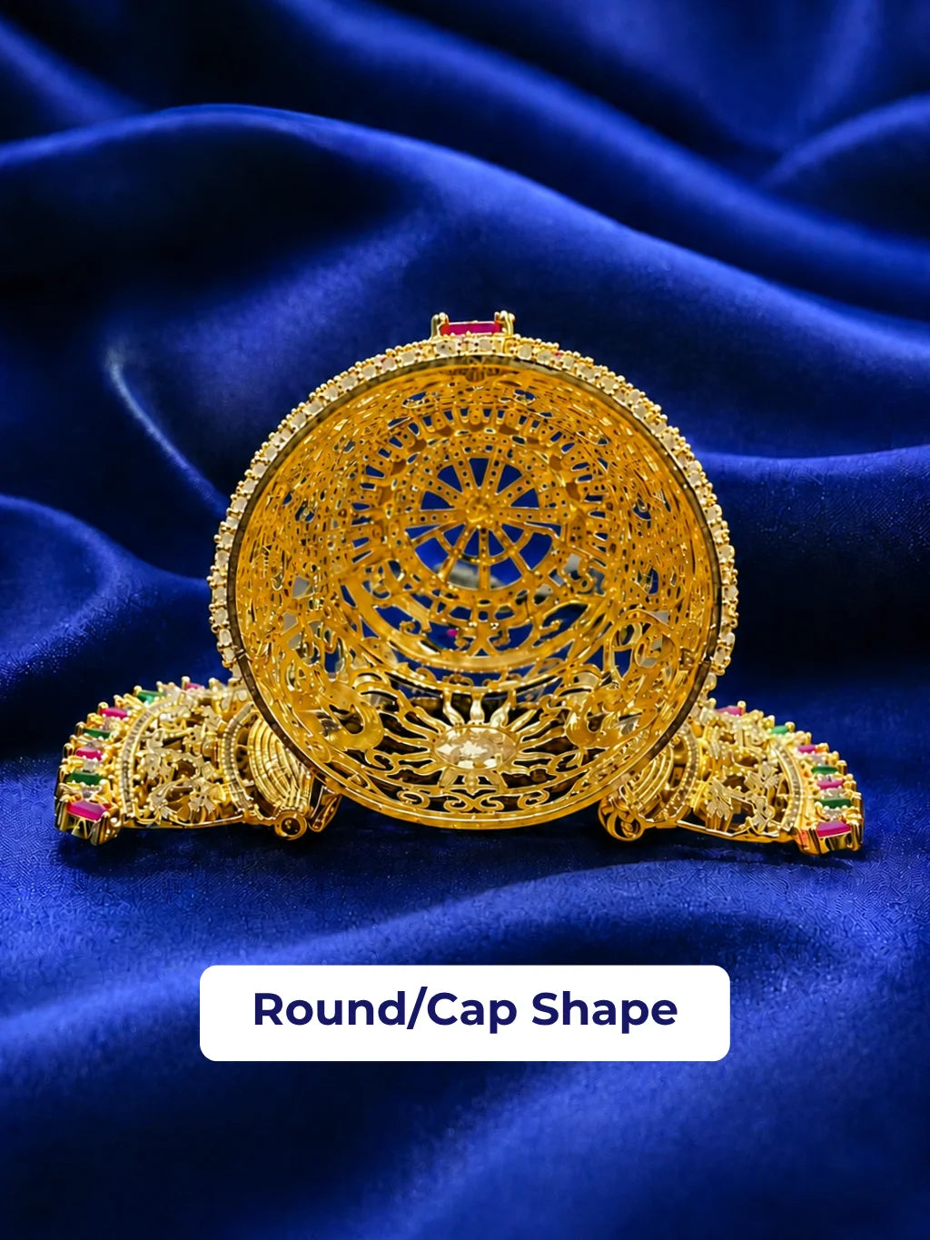 Mangal Murti AD Mukut with sparkling stones for ganpati ji shringar