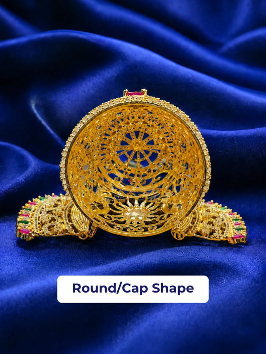 Mangal Murti AD Mukut with sparkling stones for ganpati ji shringar