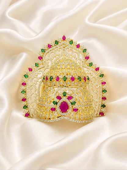 Mangal Murti AD Mukut with sparkling stones for ganpati ji shringar