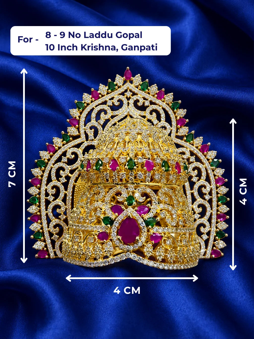 Mangal Murti AD Mukut with sparkling stones for ganpati ji shringar