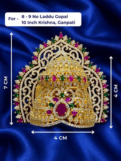 Mangal Murti AD Mukut with sparkling stones for ganpati ji shringar