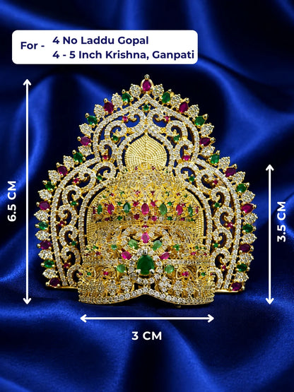 Mangal Murti AD Mukut with sparkling stones for ganpati ji shringar