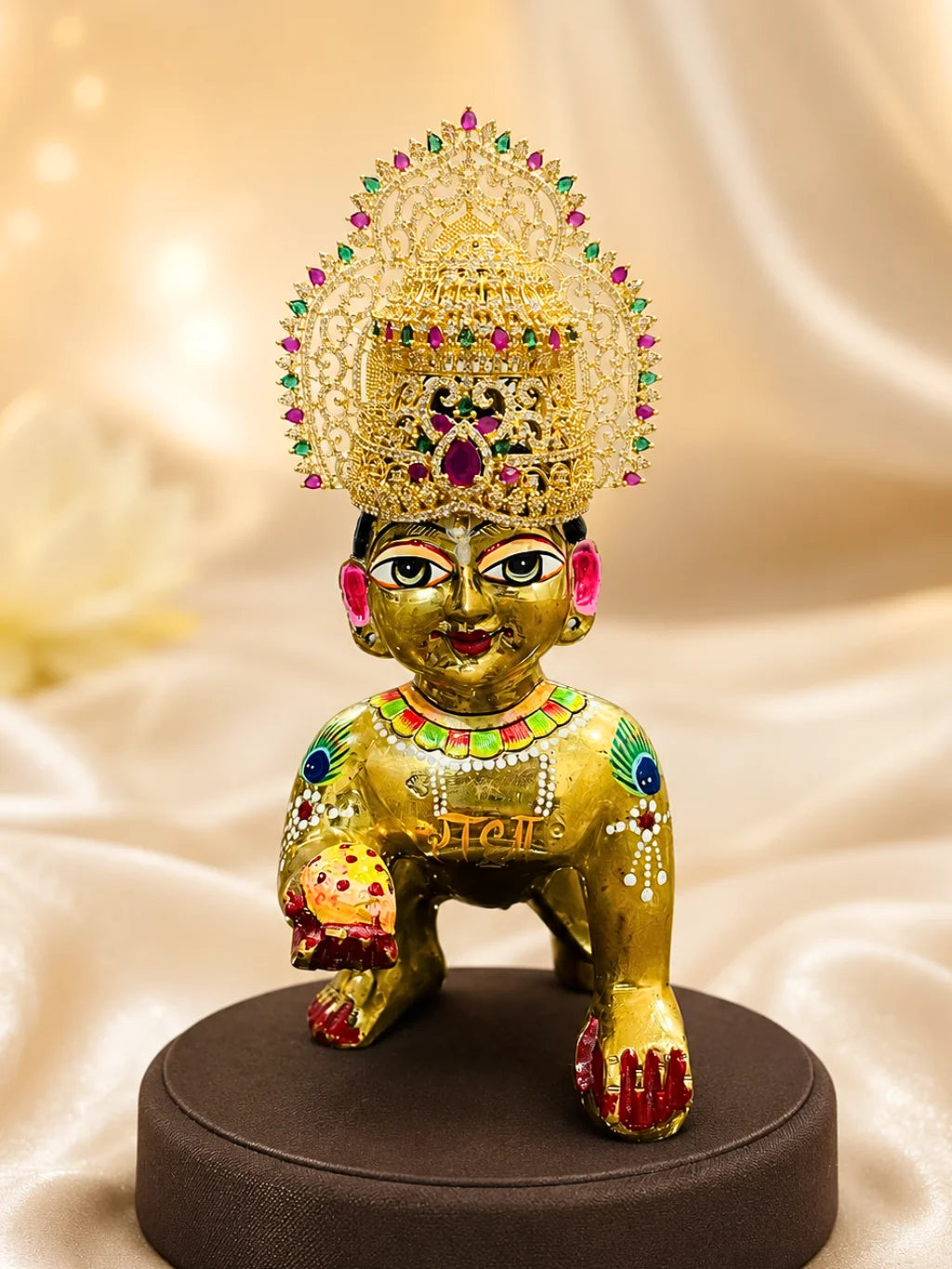 Mangal Murti AD Mukut with sparkling stones for ganpati ji shringar