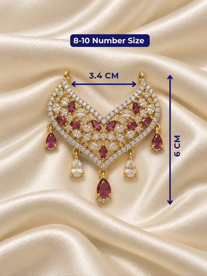 Manikya Pallavi AD Necklace for Deity with ruby-inspired ornamental styling and sparkling American Diamond detailing
