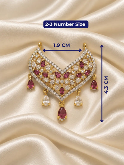 Manikya Pallavi AD Necklace for Deity with ruby-inspired ornamental styling and sparkling American Diamond detailing
