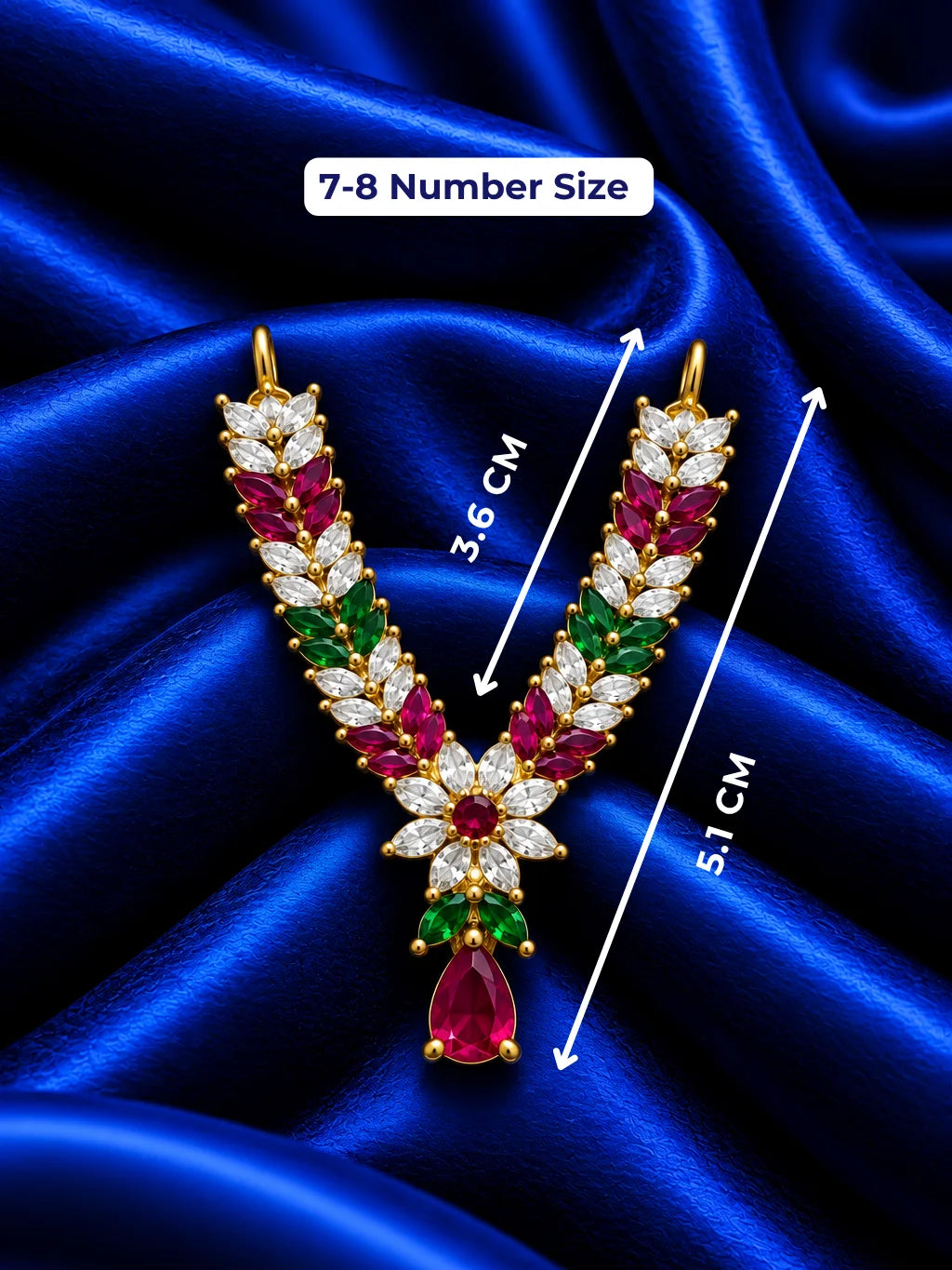 Shop Manikya Pallavi AD Necklace for Deity with ruby-inspired accents and sparkling AD work. A regal jewellery piece for Laddu Gopal and festive shringar.
