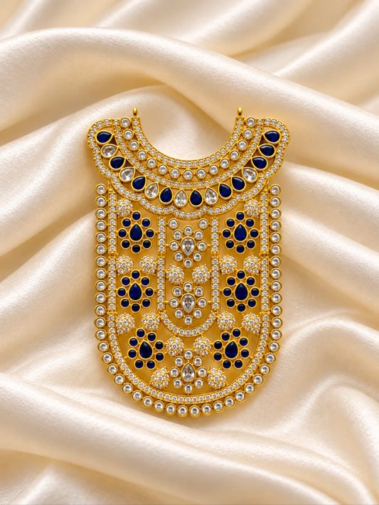 Manikya Rajshree AD Necklace for Deity with ruby-inspired accents and sparkling American Diamond detailing
