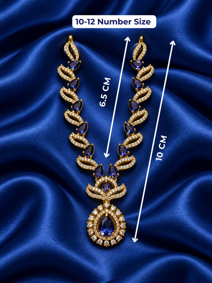 Manikya Tarang AD Necklace for Deity with ruby-inspired accents, flowing wave-style design and sparkling American Diamond detailing
