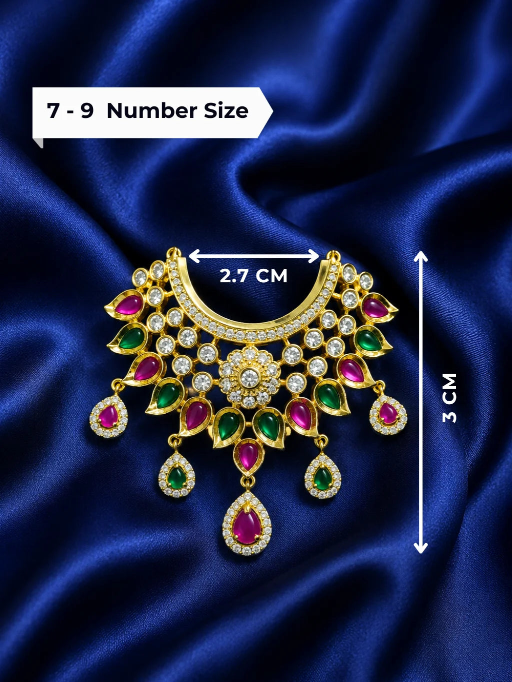Maniratna AD Necklace for deity with brilliant American Diamond stones and intricate handcrafted detailing