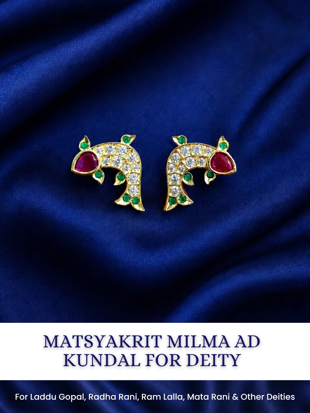 Matsyakrit Milma AD Kundal, featuring a graceful fish-inspired design and sparkling stones for beautiful festive shringar.