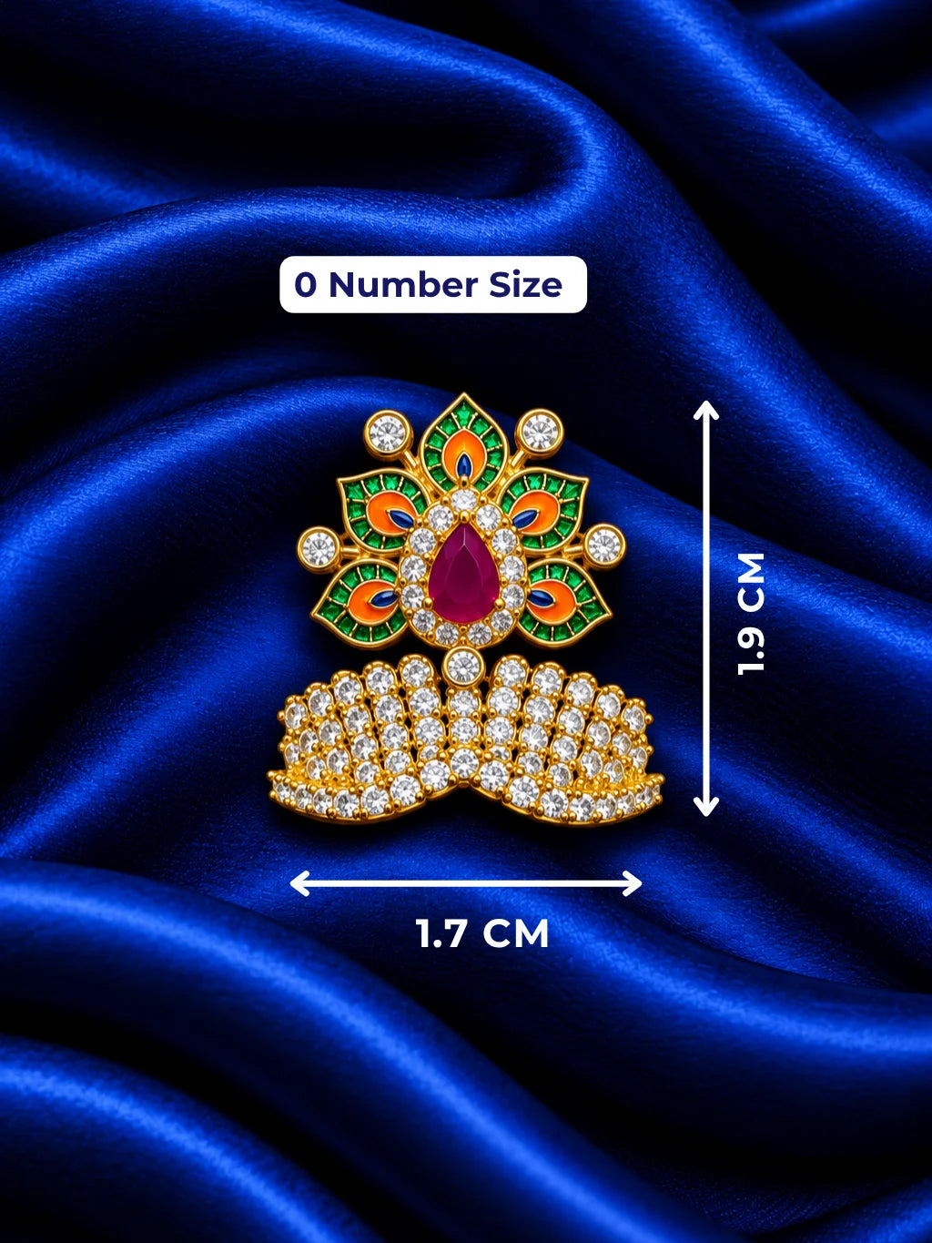 Mayur Chandrika AD Mukut for Deity with elegant peacock-inspired artistry and sparkling AD work. A royal crown for Laddu Gopal and Krishna Ji shringar.