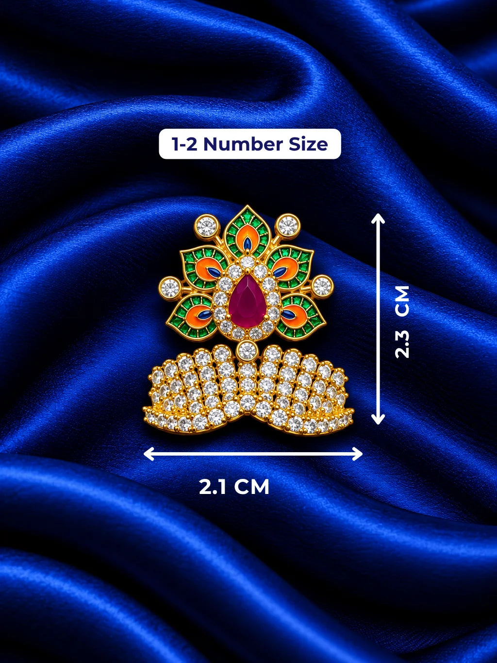 Mayur Chandrika AD Mukut for Deity with elegant peacock-inspired artistry and sparkling AD work. A royal crown for Laddu Gopal and Krishna Ji shringar.