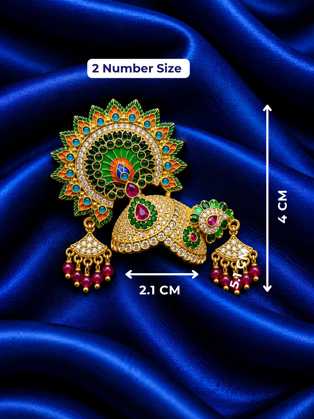 Mayur Chandrika AD Mukut for Deity with elegant peacock-inspired artistry and sparkling AD work. A royal crown for Laddu Gopal and Krishna Ji shringar.