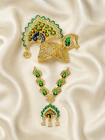 Mayur Madhuri Jewellery Set, featuring an elegant peacock-inspired design for graceful everyday and festive shringar.
