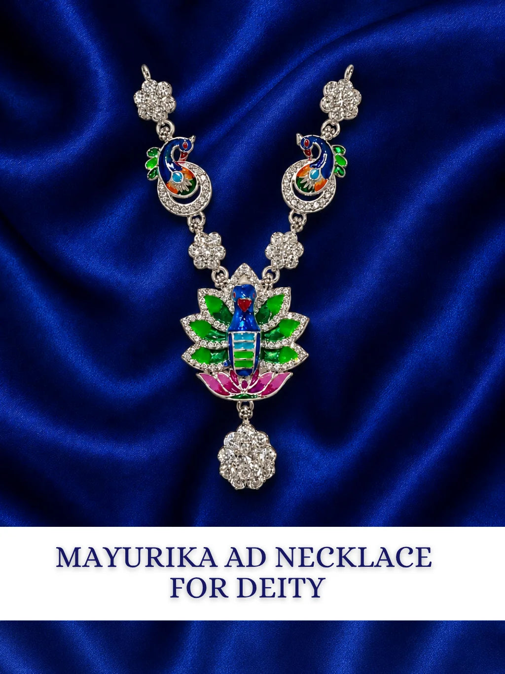 Mayurika AD Necklace with sparkling stones for deity shringar