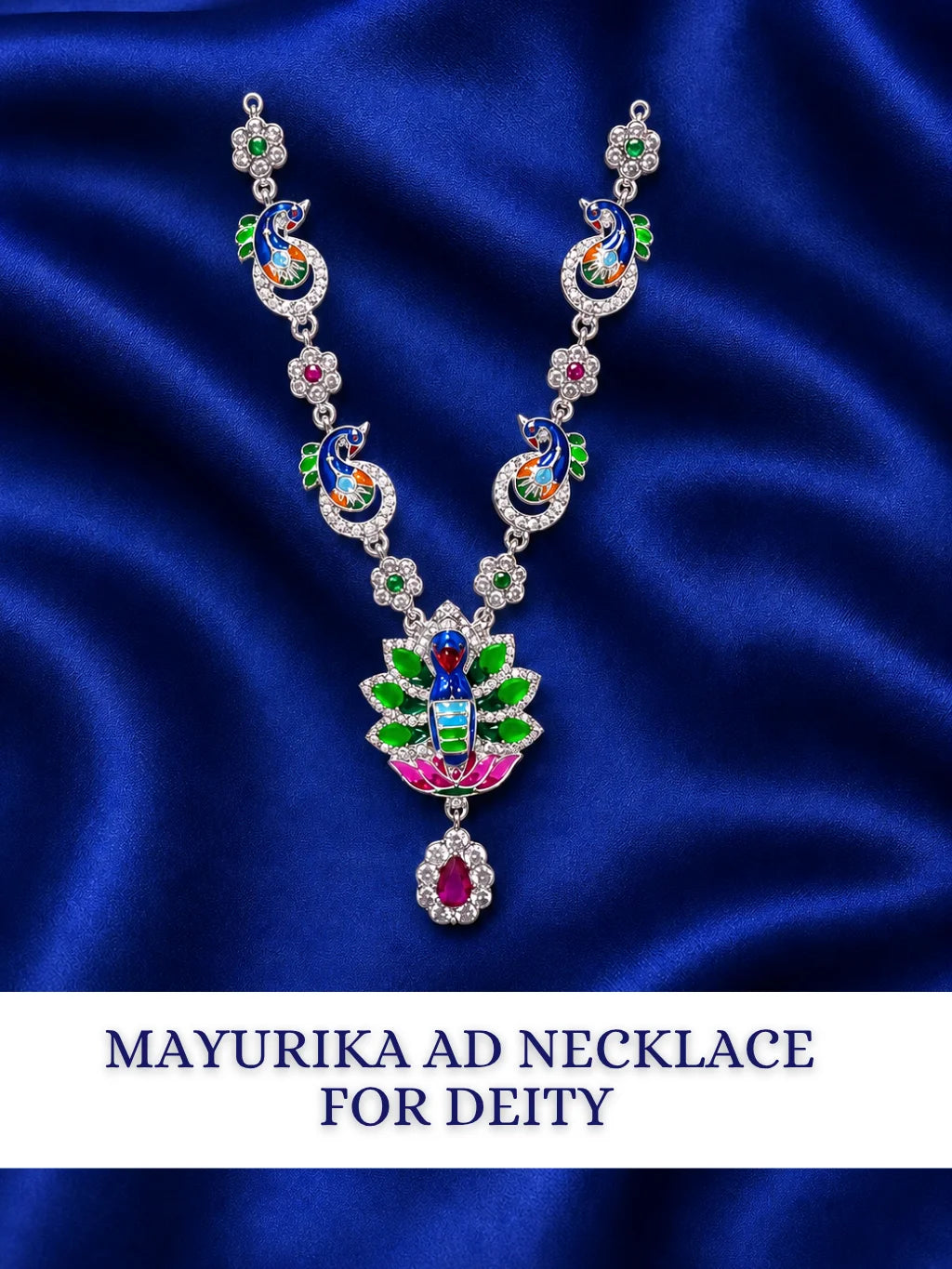 Mayurika AD Necklace with sparkling stones for deity shringar