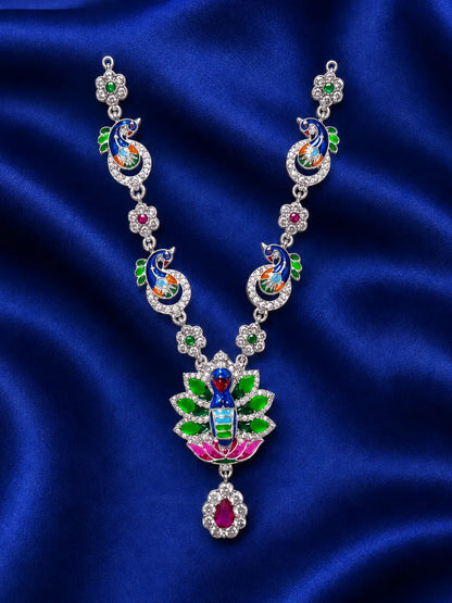 Mayurika AD Necklace with sparkling stones for deity shringar