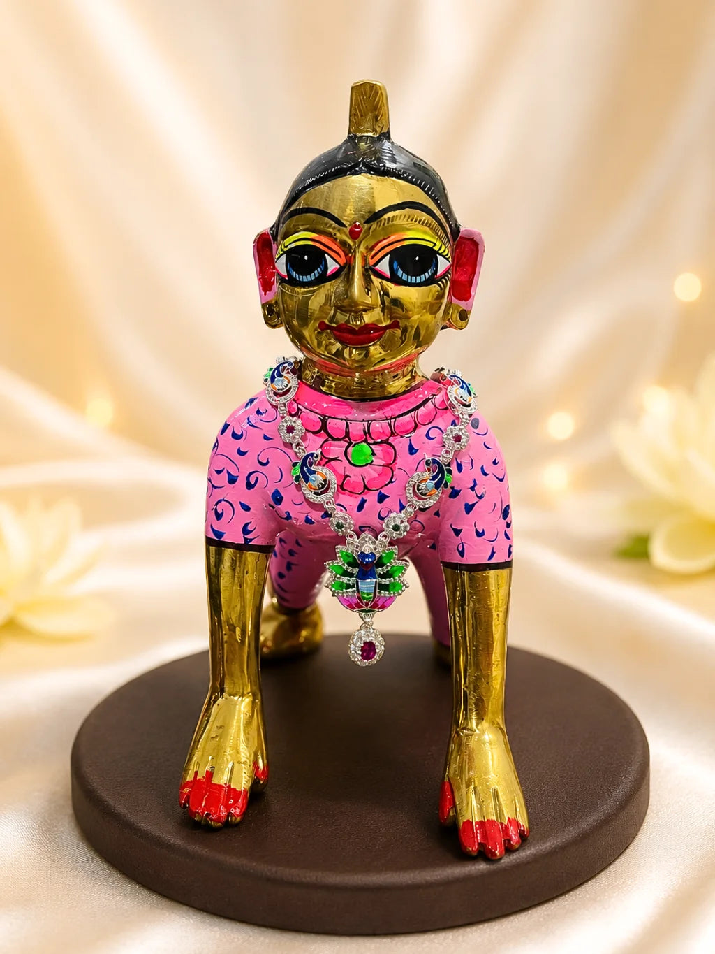 Mayurika AD Necklace with sparkling stones for deity shringar