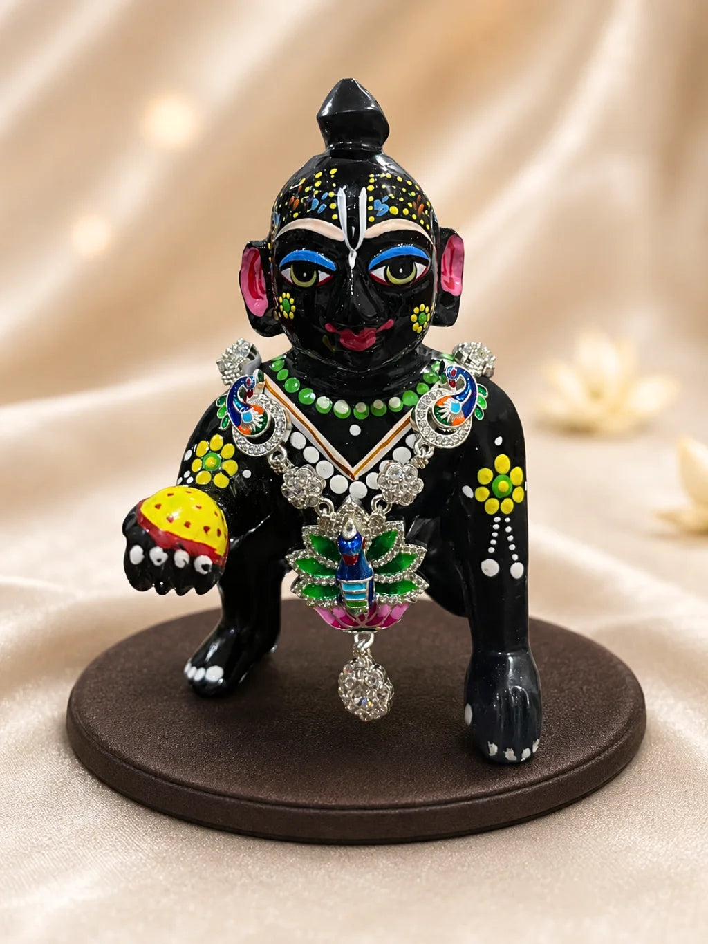Mayurika AD Necklace with sparkling stones for deity shringar