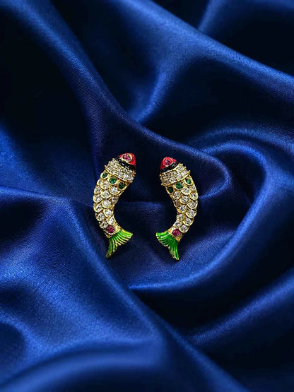 Teardrop Gold Polish Jhumki for Ladoo Gopal