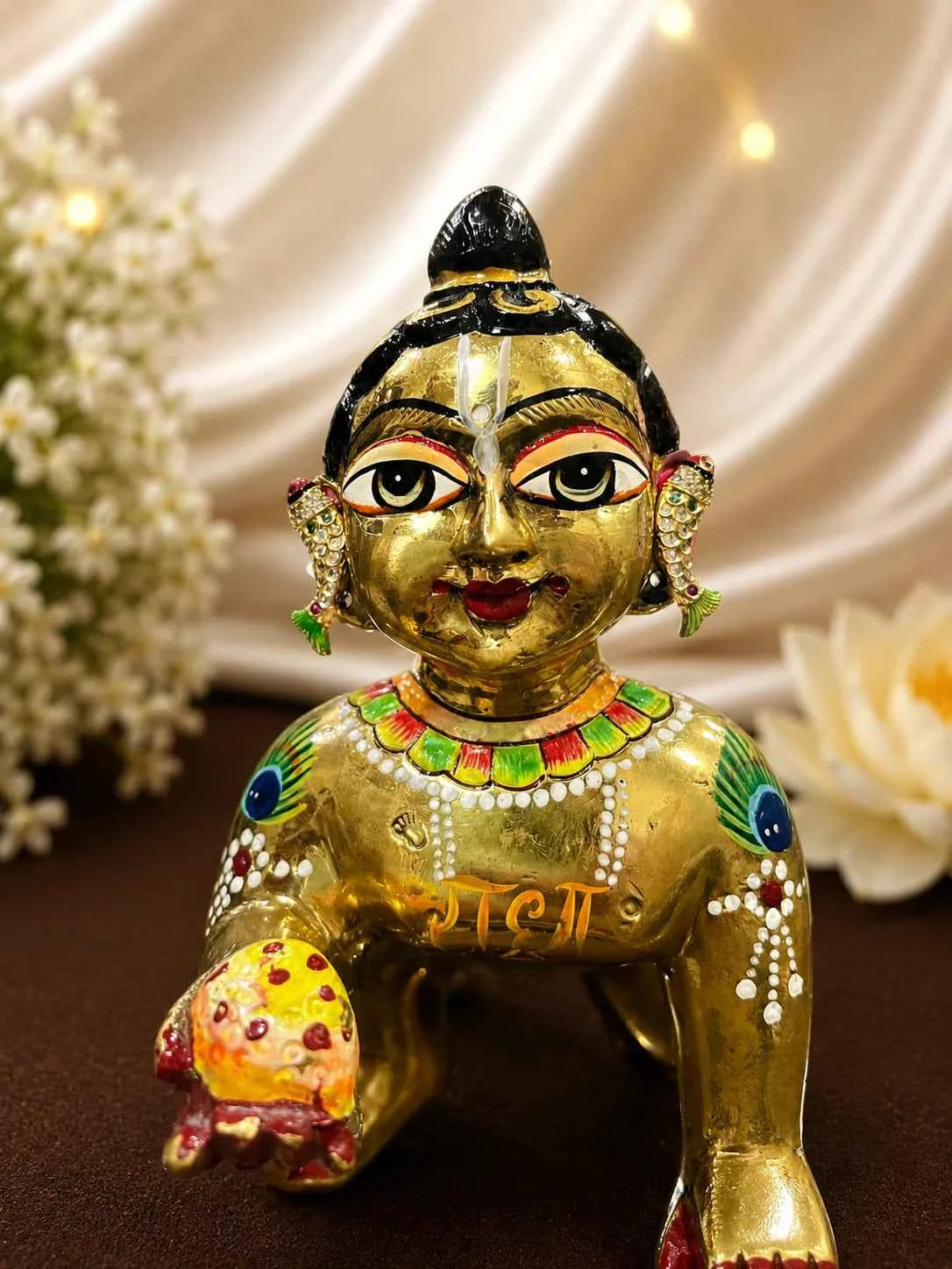 Teardrop Gold Polish Jhumki for Ladoo Gopal