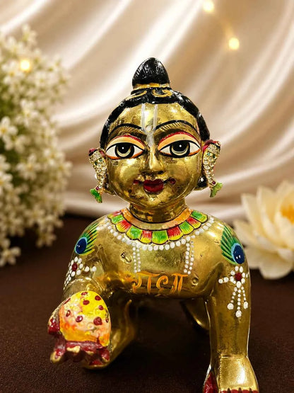 Teardrop Gold Polish Jhumki for Ladoo Gopal