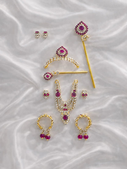 Megenta Mukut Mala Set for Laddu Gopal