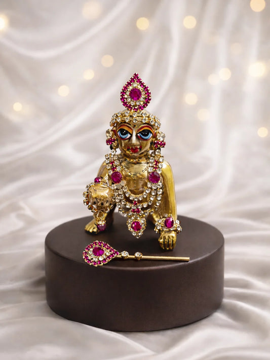 Megenta Mukut Mala Set for Laddu Gopal