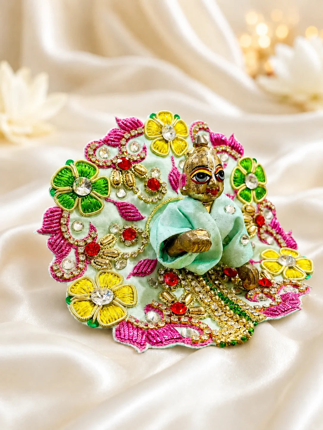 Mint Blossom Poshak for Laddu Gopal deity shringar