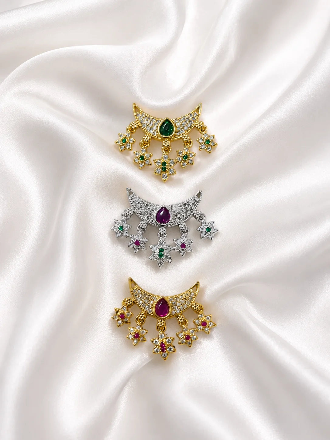 Moon-Shaped AD Choker Combo 3 for Deity - Celestial Divine Shringar Collection