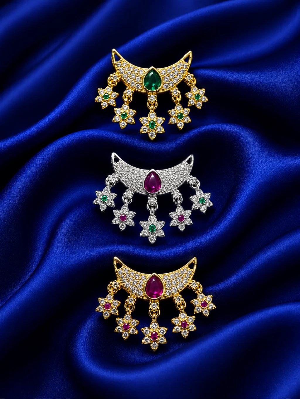 Moon-Shaped AD Choker Combo 3 for Deity - Celestial Divine Shringar Collection