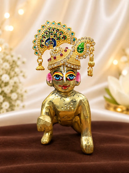 Mor Mohini Gold Plated Mukut for Deity