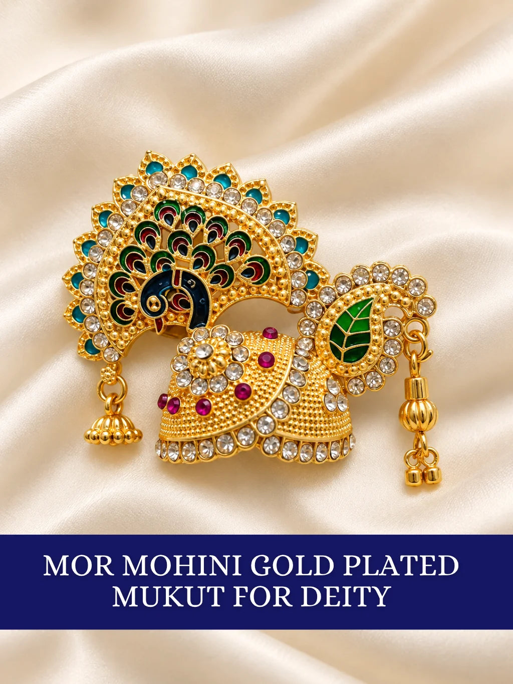 Mor Mohini Gold Plated Mukut for Deity