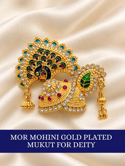 Mor Mohini Gold Plated Mukut for Deity
