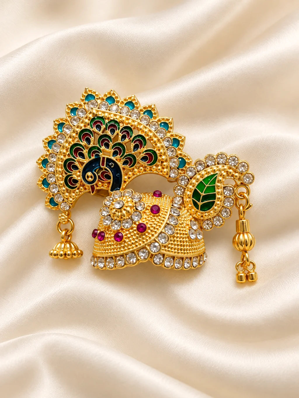 Mor Mohini Gold Plated Mukut for Deity