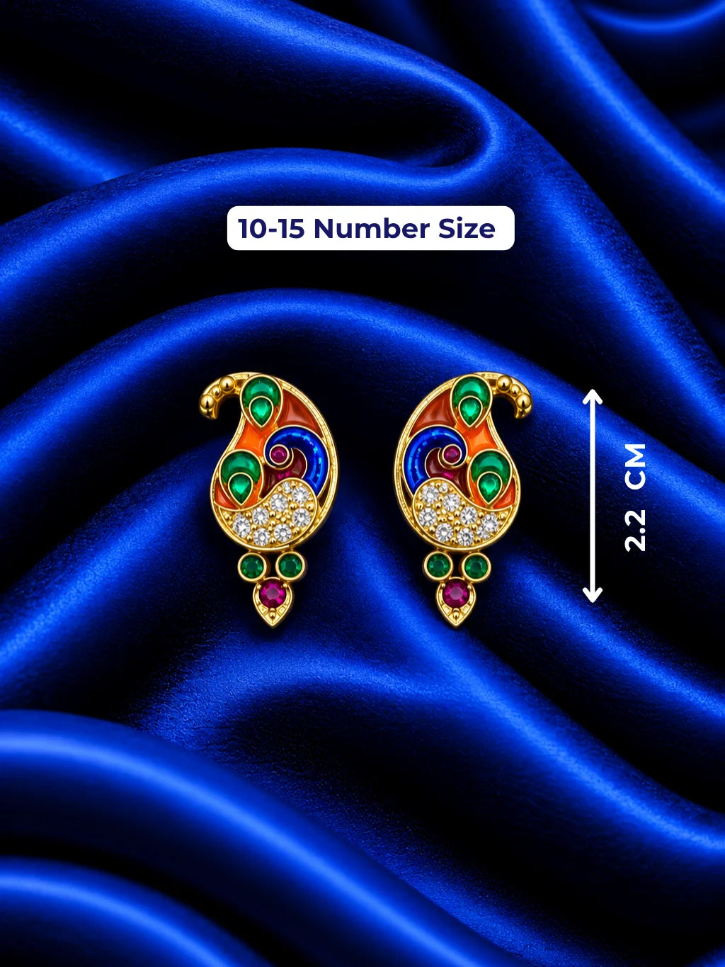 Morangana AD Earrings for Deity with peacock-inspired ornamental design and sparkling American Diamond stone work
