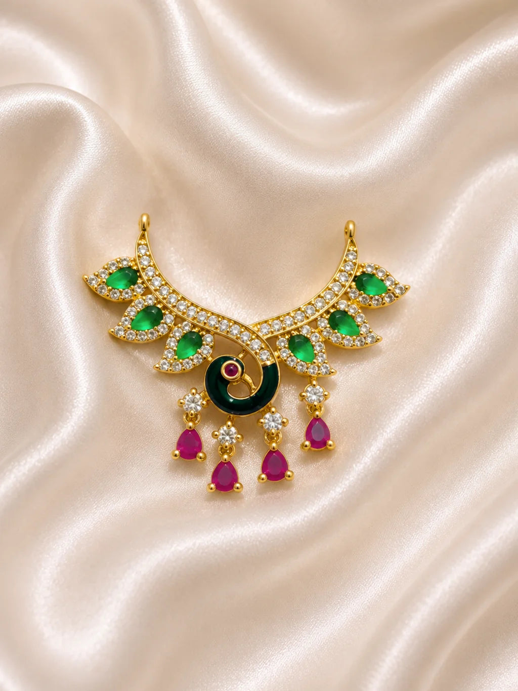 Morika AD Choker for Laddu Gopal with sparkling American diamond stones and elegant peacock-inspired design