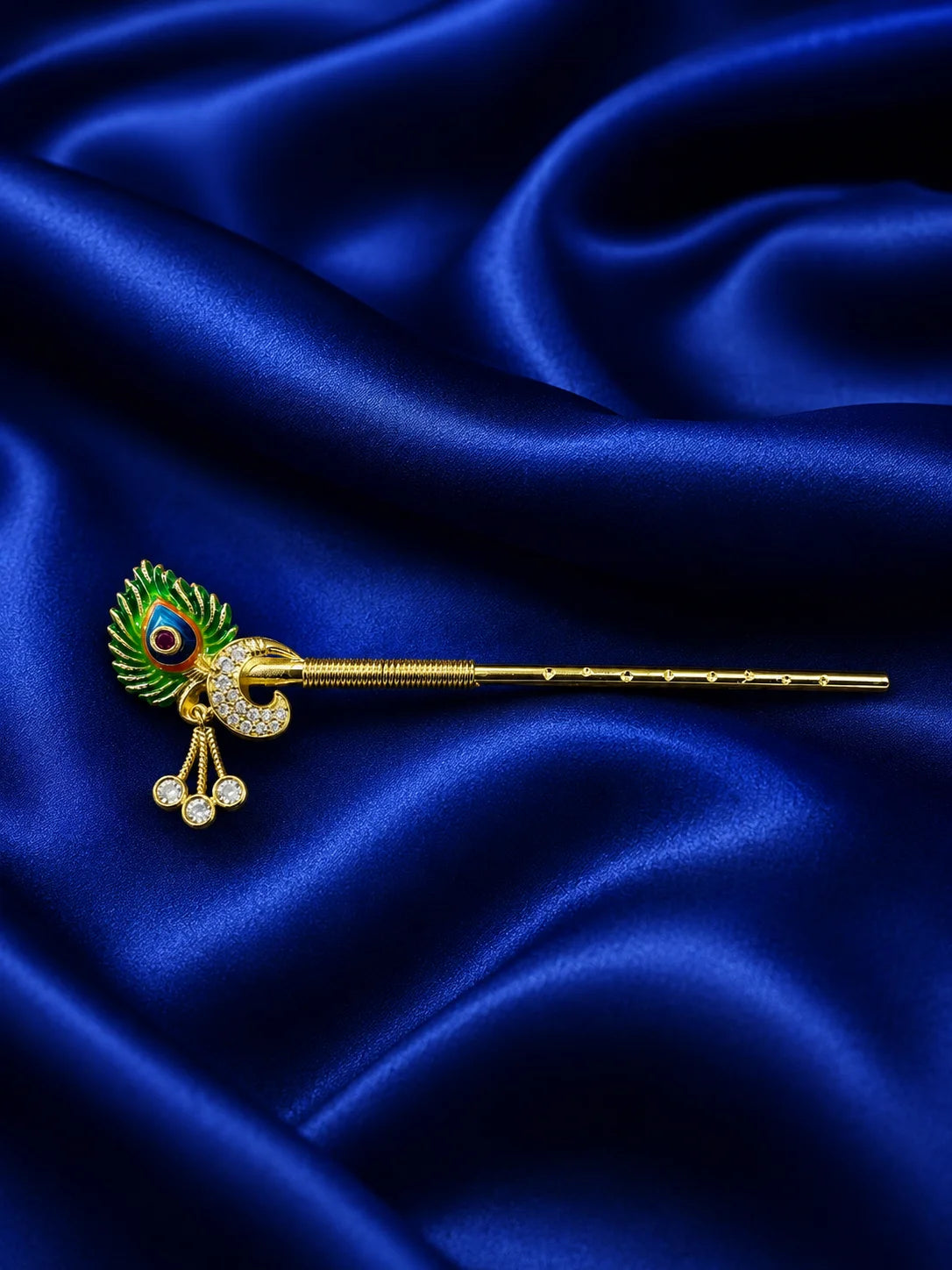 Morpankh Bansuri for Laddu Gopal Ji  Peacock Feather Krishna Flute for Shringar