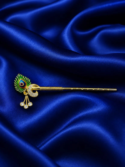 Morpankh Bansuri for Laddu Gopal Ji  Peacock Feather Krishna Flute for Shringar