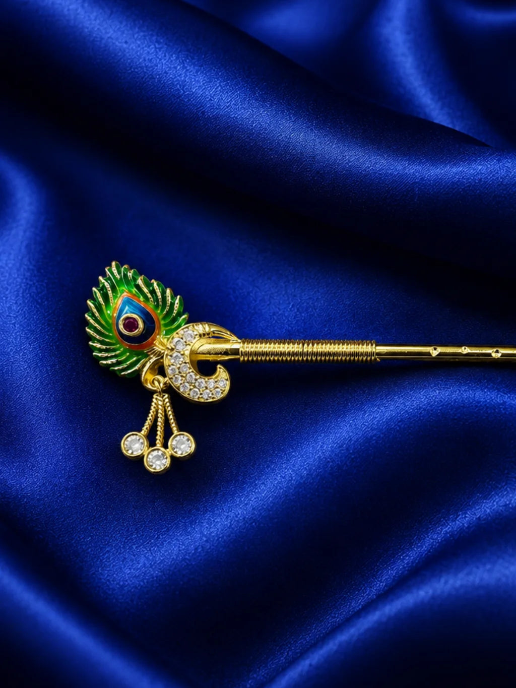 Morpankh Bansuri for Laddu Gopal Ji  Peacock Feather Krishna Flute for Shringar