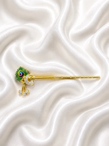 Morpankh Bansuri for Laddu Gopal Ji  Peacock Feather Krishna Flute for Shringar