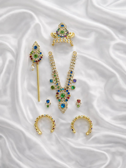 Multi Color Stone Mukut Mala Set for Laddu Gopal