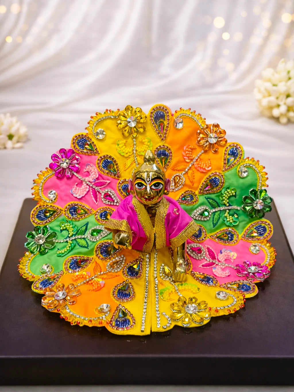 Multicolor Laddu Gopal dress with heavy stone work for royal shringar
