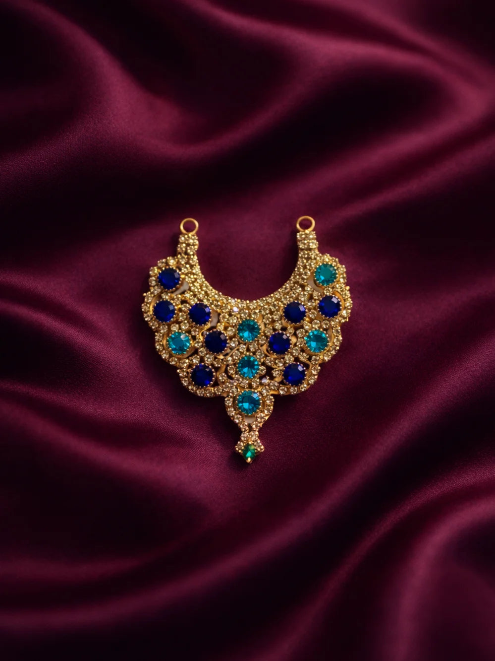 Multicolor stone Jerken necklace for deity with vibrant design for divine shringar