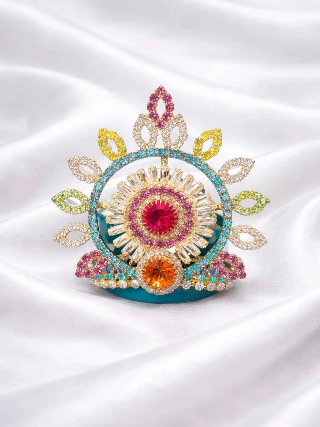 Multicolor Sunburst Mukut for Deity