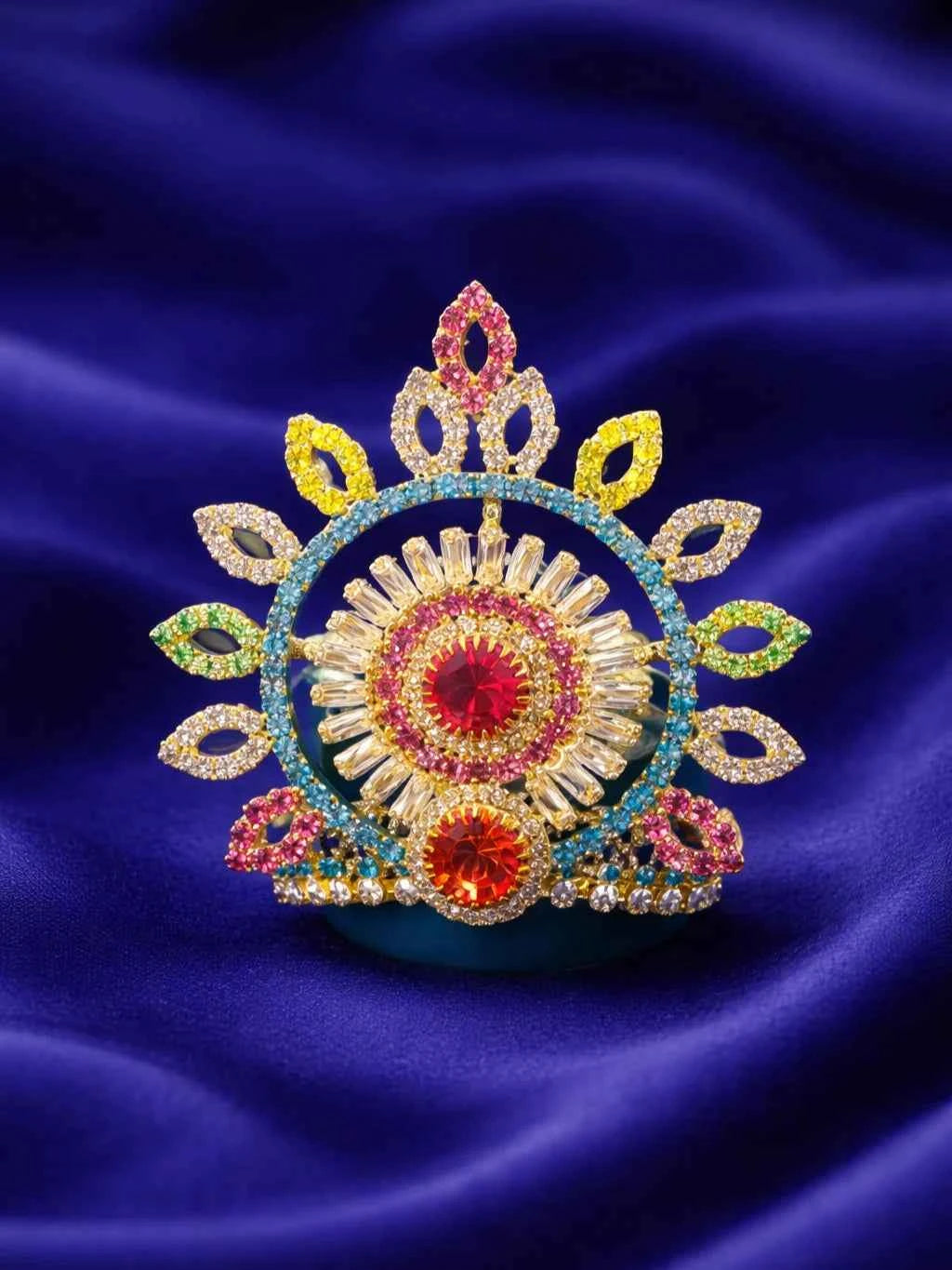 Multicolor Sunburst Mukut for Deity