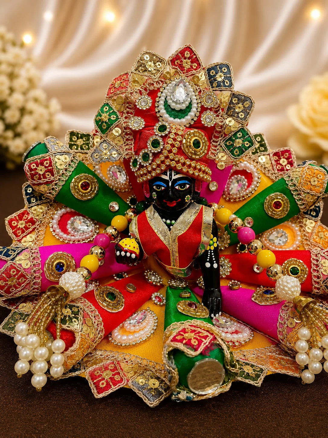 Multicolor Cone Poshak for Laddu Gopal